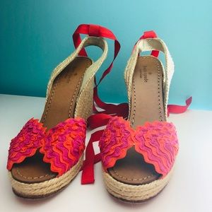 Kate Spade wedged tie up sandals size 7